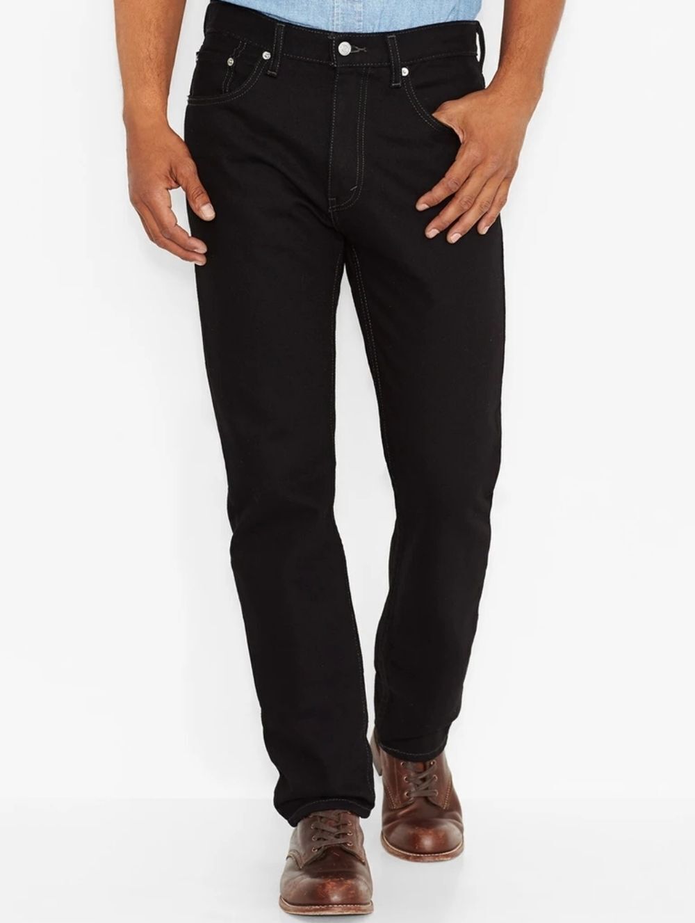 Levi's Mens Black 505 Regular Mid Rise Regular Fit Straight Leg Jeans Size 34x30